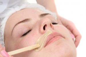 Beauty salon, mustache depilation, facial skin treatment and care
